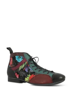 THINK! Ankle Boots* black~wine floral